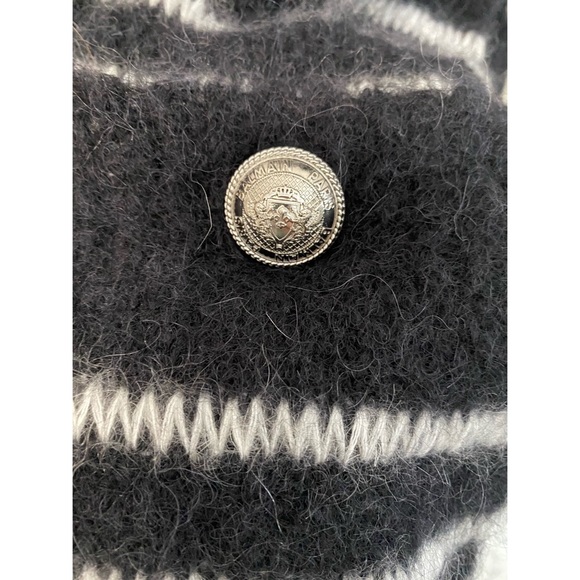 AUTH Balmain Women’s Belted Striped Cardigan Coat Mohair Wool UK 12 EU 40 - Picture 6 of 6